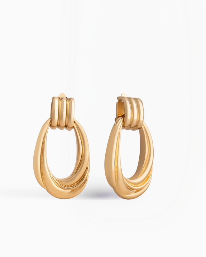 OGB Ballroom Bling Earrings, goudkleurige statement clip-oorbellen