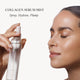 OGB Hydrate & Lift Duo: model spraying the Collagen Serum Mist on her face